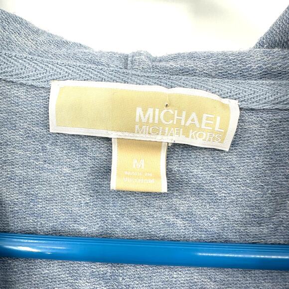 MICHAEL Michael Kors Size M Zip Up Long Sleeve Hoodie Blue MK Logo Zipper - Picture 4 of 5